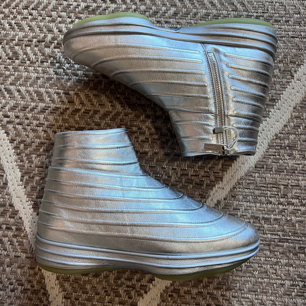 Valextra Leather Metallic Silver Boots Sz EU 40/ US Mens 7/ US Womens 9